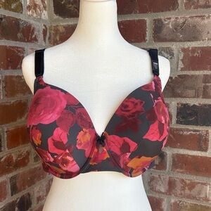 Torrid NWT 42DD Bra - 360 back smoothing Pink Red Black Multi Rose RN148862